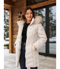 MICHAEL Michael Kors Quilted Faux Fur Trim Stand Collar Hooded Zip Front Puffer Jacket