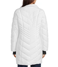 MICHAEL Michael Kors Quilted Faux Fur Trim Stand Collar Hooded Zip Front Puffer Jacket