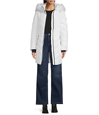 MICHAEL Michael Kors Quilted Faux Fur Trim Stand Collar Hooded Zip Front Puffer Jacket