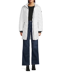 MICHAEL Michael Kors Quilted Faux Fur Trim Stand Collar Hooded Zip Front Puffer Jacket