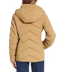MICHAEL Michael Kors Quilted Stand Collar Hooded Water Resistant Zip Front Down Puffer Jacket