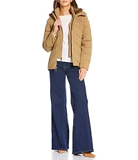 MICHAEL Michael Kors Quilted Stand Collar Hooded Water Resistant Zip Front Down Puffer Jacket