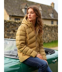 MICHAEL Michael Kors Quilted Stand Collar Hooded Water Resistant Zip Front Down Puffer Jacket