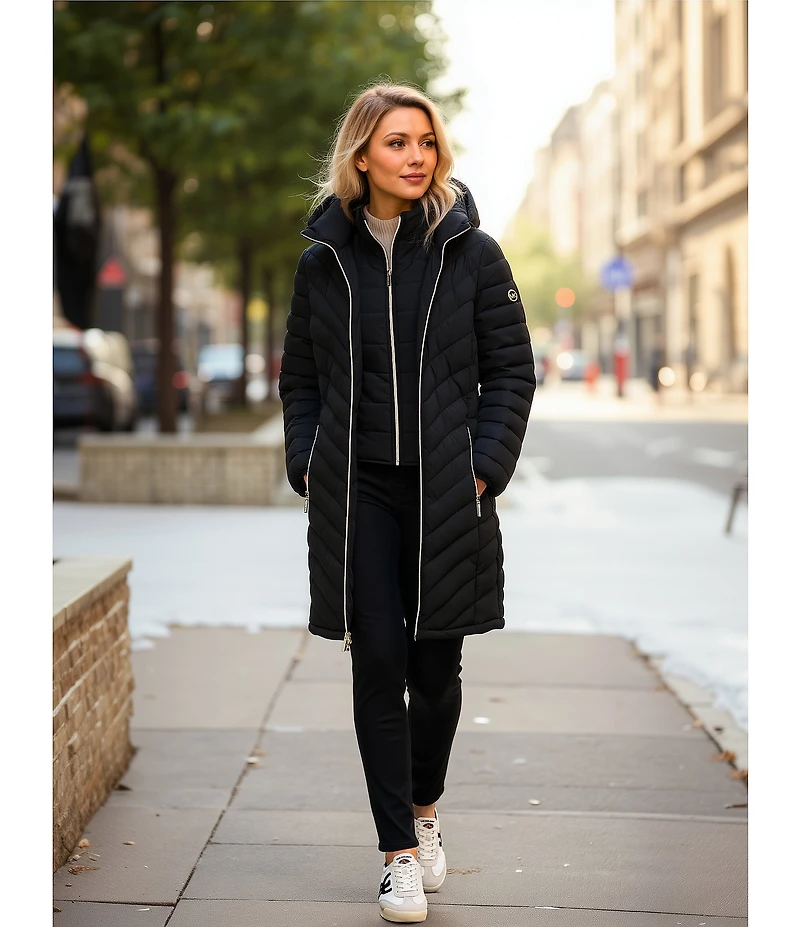 MICHAEL Michael Kors Quilted Stand Collar Zip Front Puffer Jacket
