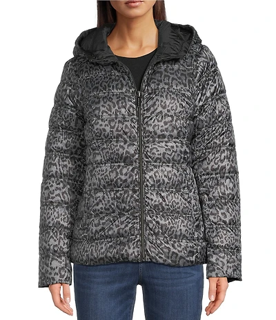 MICHAEL Michael Kors Reversible Feather Down Quilted Hooded Zip Front Puffer Jacket