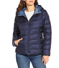 MICHAEL Michael Kors Reversible Feather Down Quilted Hooded Zip Front Puffer Jacket