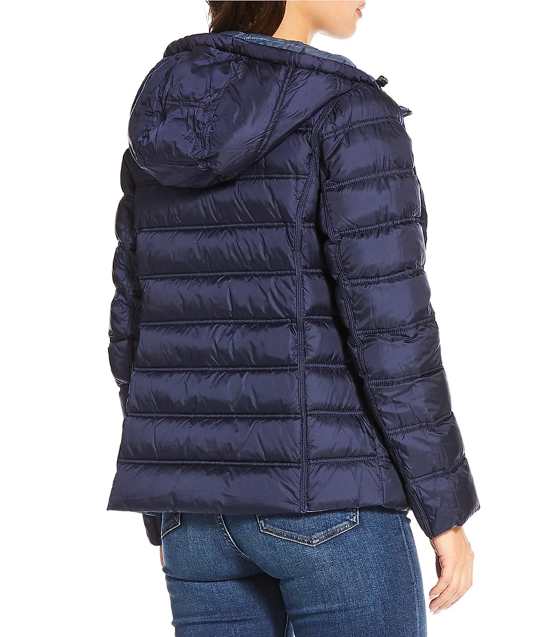 MICHAEL Michael Kors Reversible Feather Down Quilted Hooded Zip Front Puffer Jacket