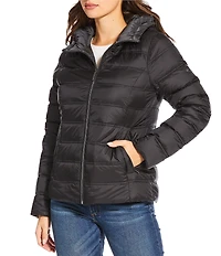 MICHAEL Michael Kors Reversible Feather Down Quilted Hooded Zip Front Puffer Jacket