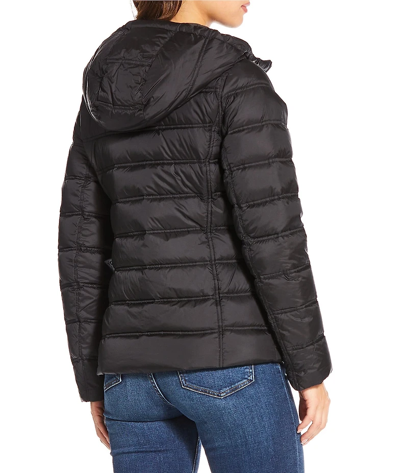 MICHAEL Michael Kors Reversible Feather Down Quilted Hooded Zip Front Puffer Jacket