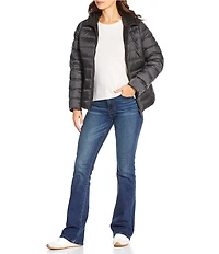 MICHAEL Michael Kors Reversible Feather Down Quilted Hooded Zip Front Puffer Jacket