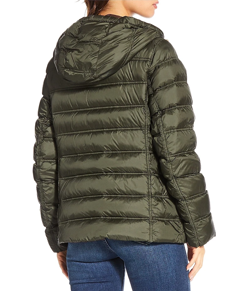 MICHAEL Michael Kors Reversible Feather Down Quilted Hooded Zip Front Puffer Jacket