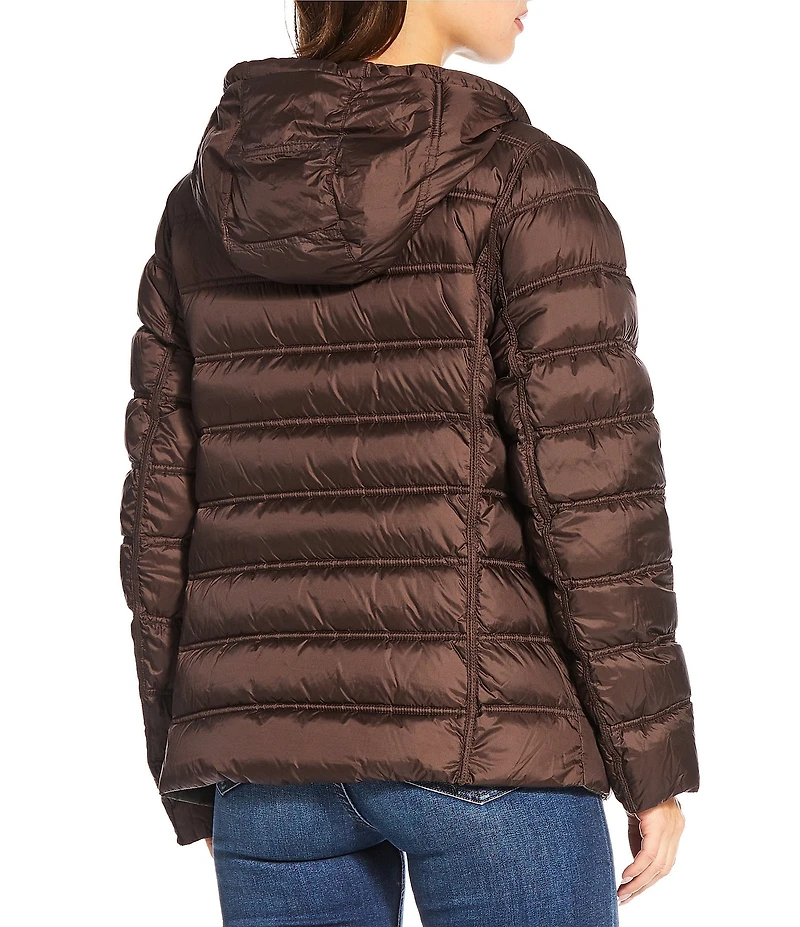 MICHAEL Michael Kors Reversible Feather Down Quilted Hooded Zip Front Puffer Jacket