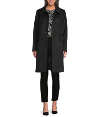 MICHAEL Michael Kors Wool Blend Faux Fur Trim Peter Pan Stand Collar Button Front Peacoat