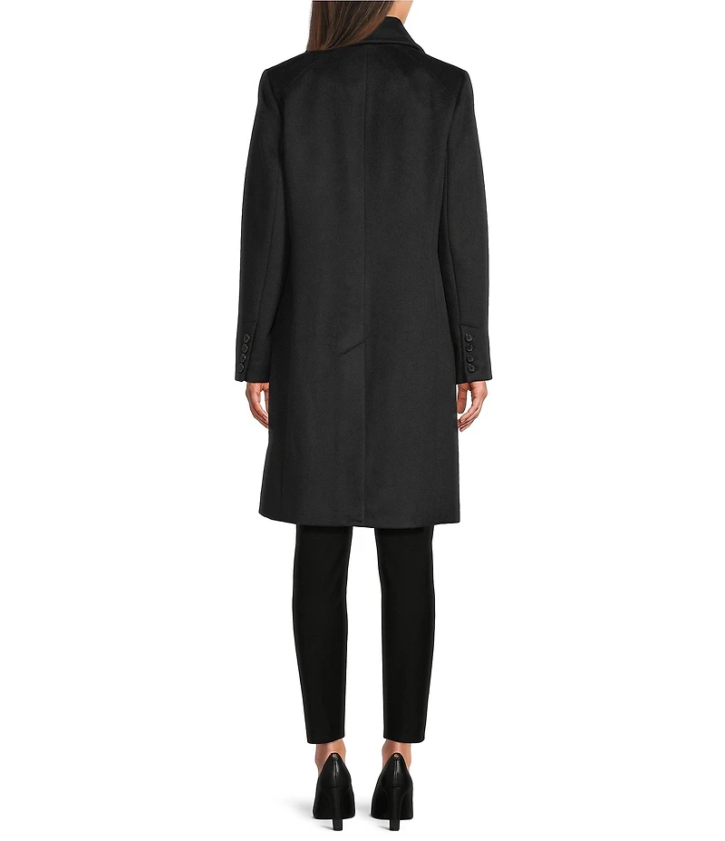 MICHAEL Michael Kors Wool Blend Faux Fur Trim Peter Pan Stand Collar Button Front Peacoat