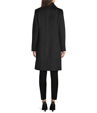 MICHAEL Michael Kors Wool Blend Faux Fur Trim Peter Pan Stand Collar Button Front Peacoat