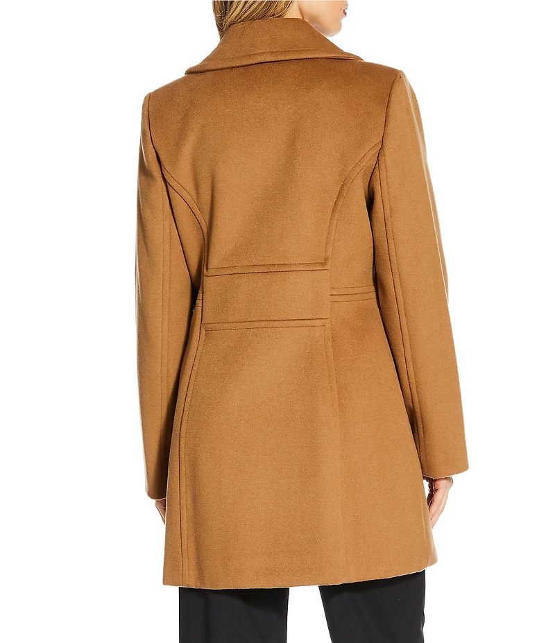 MICHAEL Michael Kors Wool Blend Notch Lapel Button Front Double Breasted Peacoat