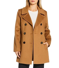 MICHAEL Michael Kors Wool Blend Notch Lapel Button Front Double Breasted Peacoat