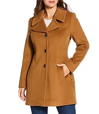 MICHAEL Michael Kors Wool Blend Notch Lapel Button Front Peacoat