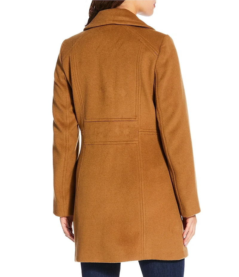 MICHAEL Michael Kors Wool Blend Notch Lapel Button Front Peacoat
