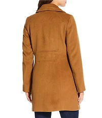 MICHAEL Michael Kors Wool Blend Notch Lapel Button Front Peacoat