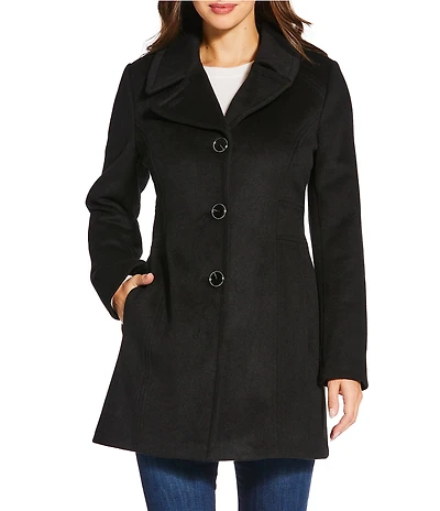 MICHAEL Michael Kors Wool Blend Notch Lapel Button Front Peacoat