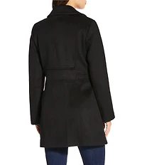 MICHAEL Michael Kors Wool Blend Notch Lapel Button Front Peacoat