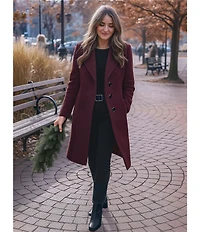 MICHAEL Michael Kors Wool Blend Notch Lapel Button Front Peacoat