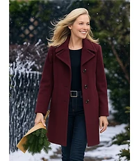 MICHAEL Michael Kors Wool Blend Notch Lapel Button Front Peacoat