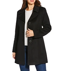 MICHAEL Michael Kors Wool Blend Notch Lapel Button Front Peacoat