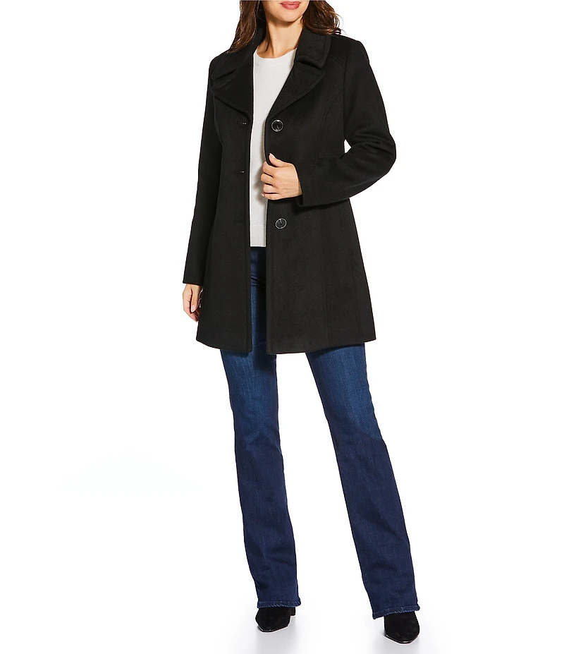 MICHAEL Michael Kors Wool Blend Notch Lapel Button Front Peacoat