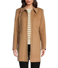 MICHAEL Michael Kors Wool Blend Point Collar Zip Front Coat