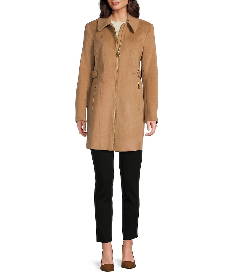 MICHAEL Michael Kors Wool Blend Point Collar Zip Front Coat