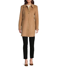 MICHAEL Michael Kors Wool Blend Point Collar Zip Front Coat