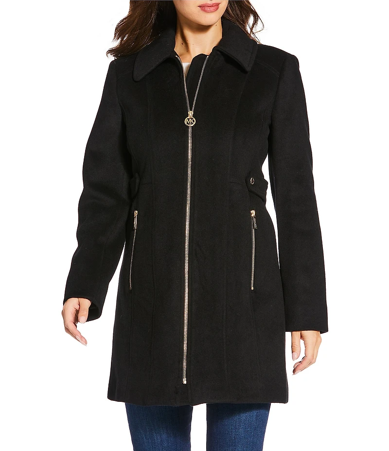 MICHAEL Michael Kors Wool Blend Point Collar Zip Front Coat