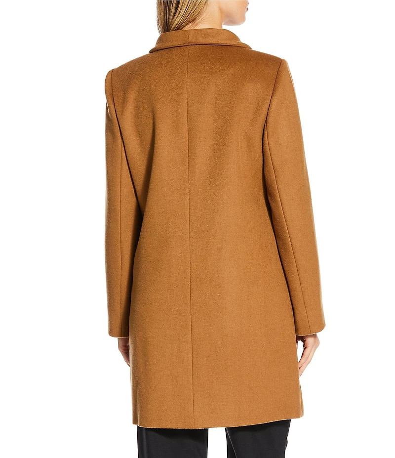 MICHAEL Michael Kors Wool Blend Tulip Collar Semi Fitted Button Front Single Breasted Coat