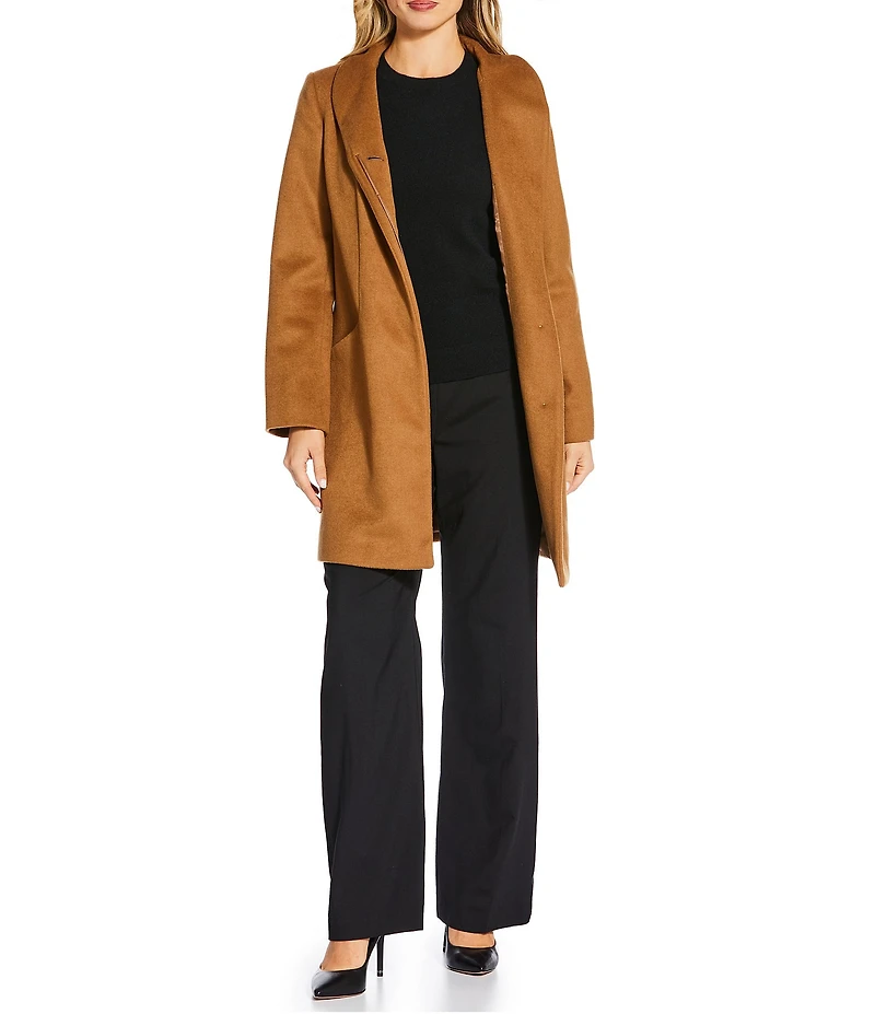 MICHAEL Michael Kors Wool Blend Tulip Collar Semi Fitted Button Front Single Breasted Coat