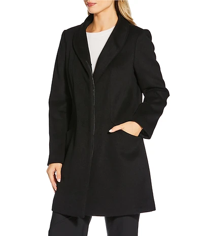 MICHAEL Michael Kors Wool Blend Tulip Collar Semi Fitted Button Front Single Breasted Coat