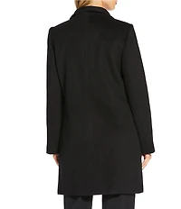MICHAEL Michael Kors Wool Blend Tulip Collar Semi Fitted Button Front Single Breasted Coat