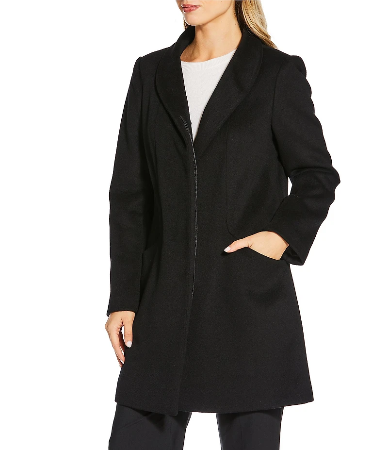 MICHAEL Michael Kors Wool Blend Tulip Collar Semi Fitted Button Front Single Breasted Coat