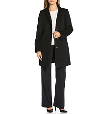 MICHAEL Michael Kors Wool Blend Tulip Collar Semi Fitted Button Front Single Breasted Coat