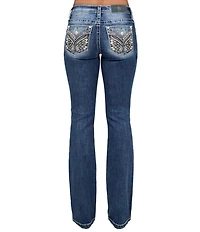 Miss Me Mid Rise Bootcut Butterfly Pocket Jeans