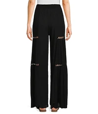 Angie Mid Rise Lace Side Trim Wide Leg Pull-On Pants