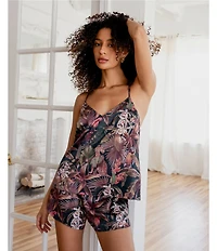 Midnight Bakery Jungle Print Sleeveless V-Neck Satin Shorty Pajama Set