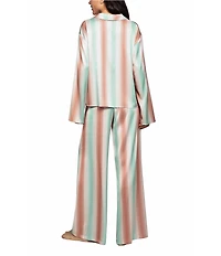 Midnight Bakery Long Sleeve Notch Collar Satin Striped Long Pajama Set