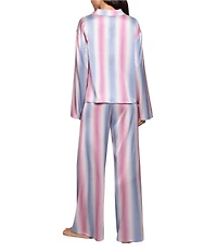 Midnight Bakery Long Sleeve Notch Collar Satin Striped Long Pajama Set