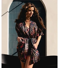 Midnight Bakery Satin Sleeveless V-Neck Jungle Print Coordinating Chemise