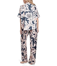 Midnight Bakery Southwestern Print Short Sleeve Notch Collar Satin Pajama Set