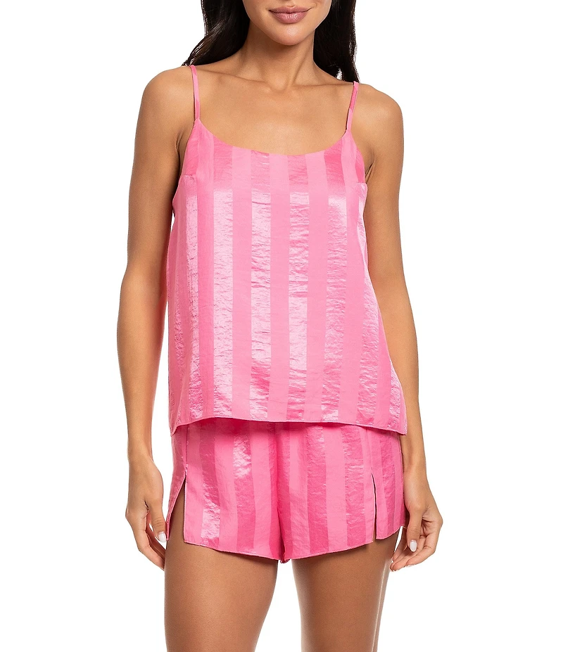 Midnight Bakery Striped Sleeveless Scoop Neck Satin Shorty Pajama Set