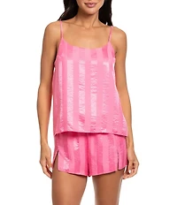 Midnight Bakery Striped Sleeveless Scoop Neck Satin Shorty Pajama Set