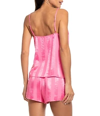 Midnight Bakery Striped Sleeveless Scoop Neck Satin Shorty Pajama Set